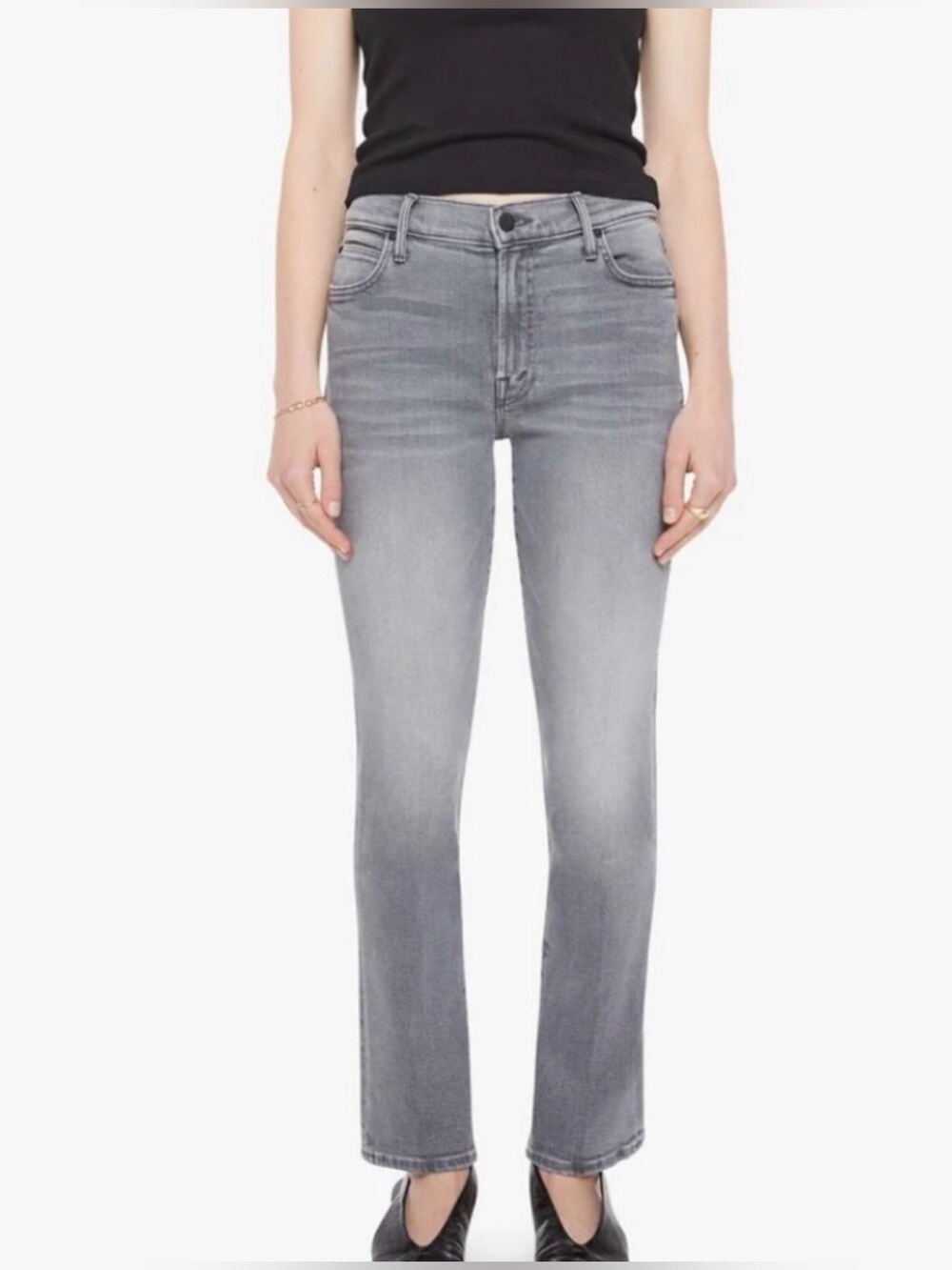MOTHER The Rascal Hover Escape GOAT Straight Skinny Leg Jeans in Grey Wash Sz 27